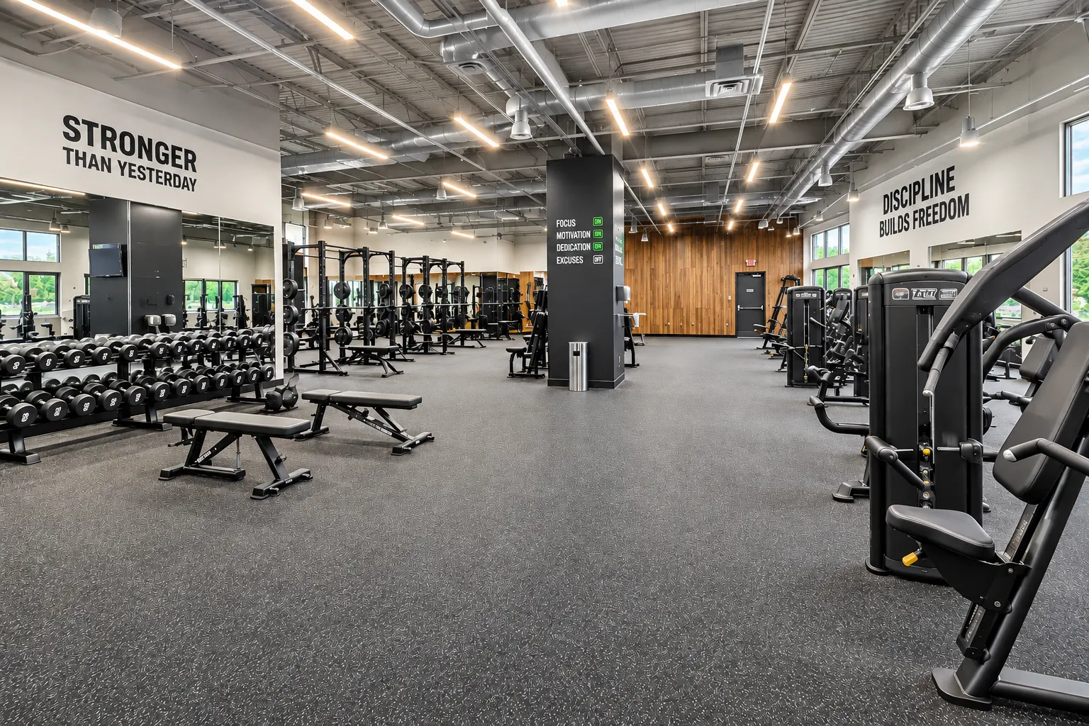 Rubber gym flooring installed by YYC Flooring Solutions in a Calgary fitness space
